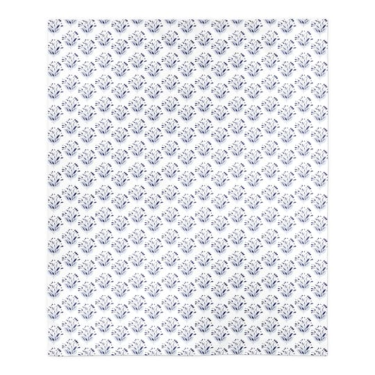 Blue Floral Sherpa Fleece Blanket